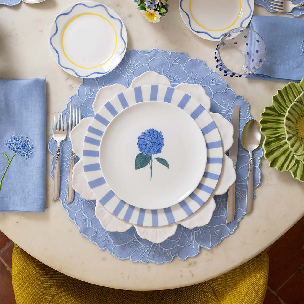 Bajo Plato Geranio Blanco. Set de 4