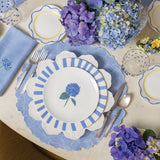 Individual Flor Hortensia en Loneta de Algodón Azul Pastel. Set de 4