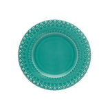 Plato para ensalada Fantasía de cerámica color azul turquesa con decoración en el borde, marca Bordallo Pinheiro