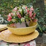 Plato de Servir en Forma de Dalia Amarillo, 34 cm de Cerámica. 1 Pieza