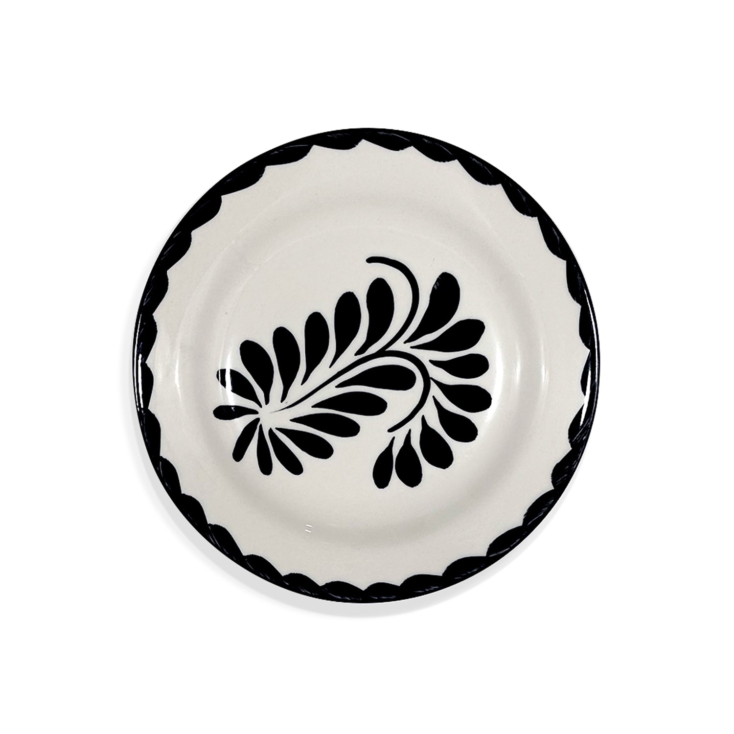 plato para Ensalada Artesanal de cerámica pintado a mano blanco y negro, de Anfora para Zash