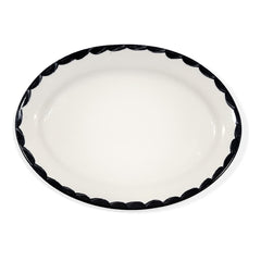 Platón Ovalado 38 cm Puebla en Blanco y Negro