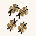 Anillos Servilleteros en Forma de Rama con Trébol de 4 Hojas Dorado Lucky Clover