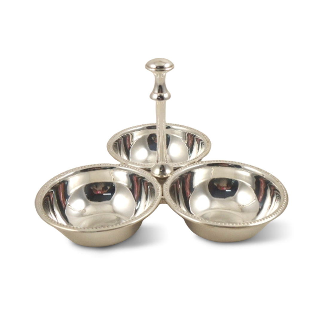 Botaneros o bandeja de servicio con 3 compartimentos de plata