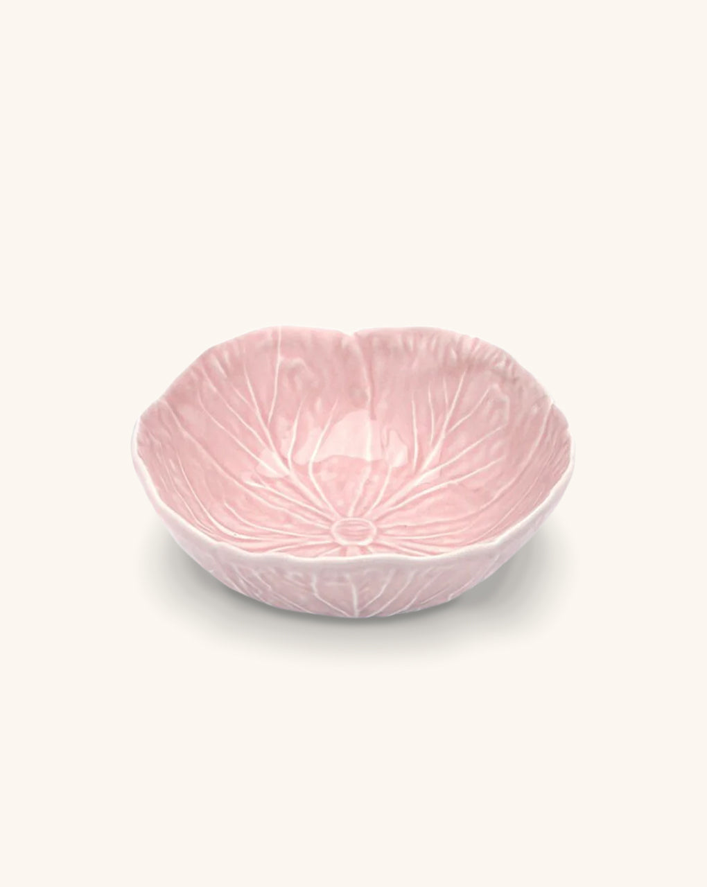 Bowl Mediano en Forma de Repollo Rosa Polvo 17.5 cm de Cerámica