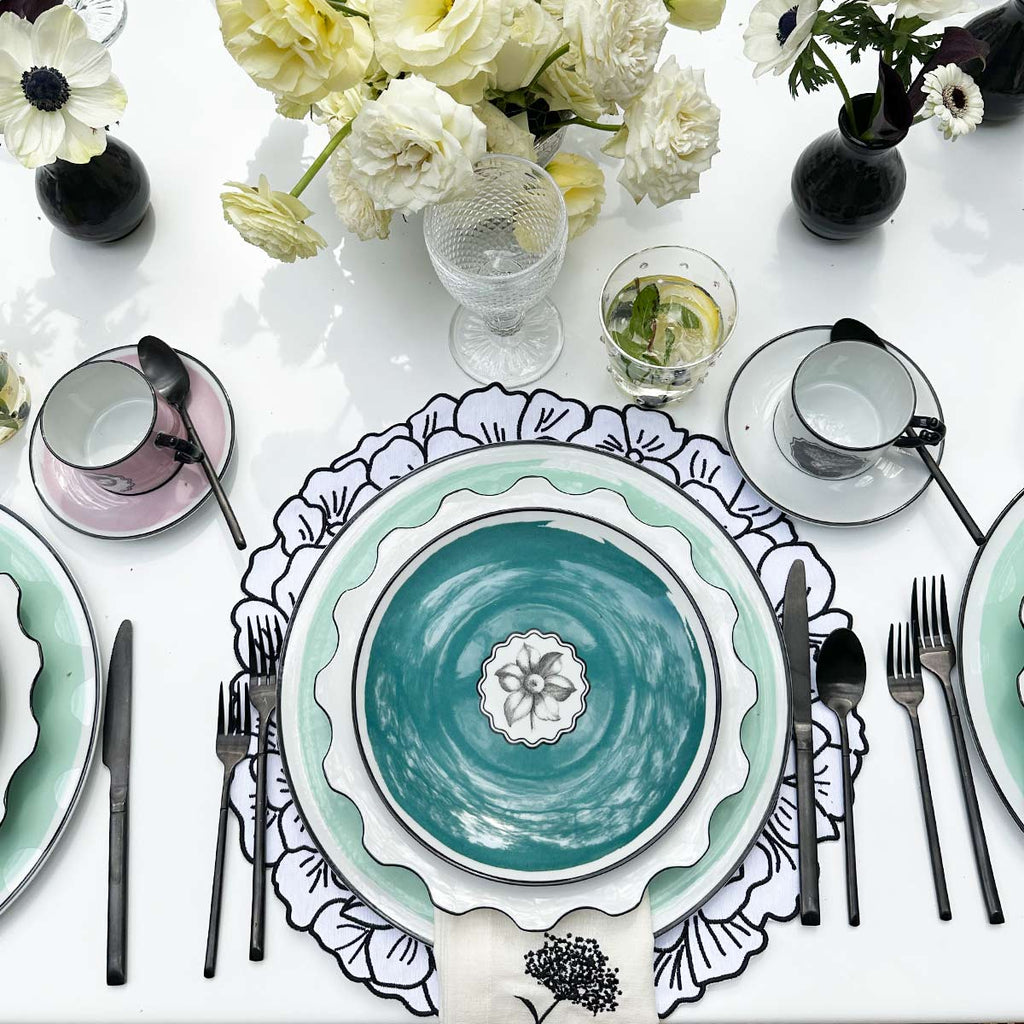 Plato Trinche Herbariae Blanco. Set de 4
