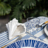 Set de 4 Platos Trinche con Plato Sopero Azul con Rayas Blancas