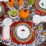 Set de Vajilla Wild Hongo para 4 Personas con Platos Trinche Cheetah Oro, Platos Ensalada Hongo, Platos Pan Catarina (12 piezas)