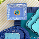 Bandeja Pequeña de Porcelana de Tigre Azul y Flores