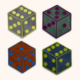 Set de 4 Cocteleras de Dados Multicolor en Terciopelo Bordado