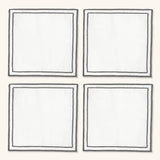 Cocteleras Jimmy en Lino Blanco con Bordado en Oxford. Set de 4