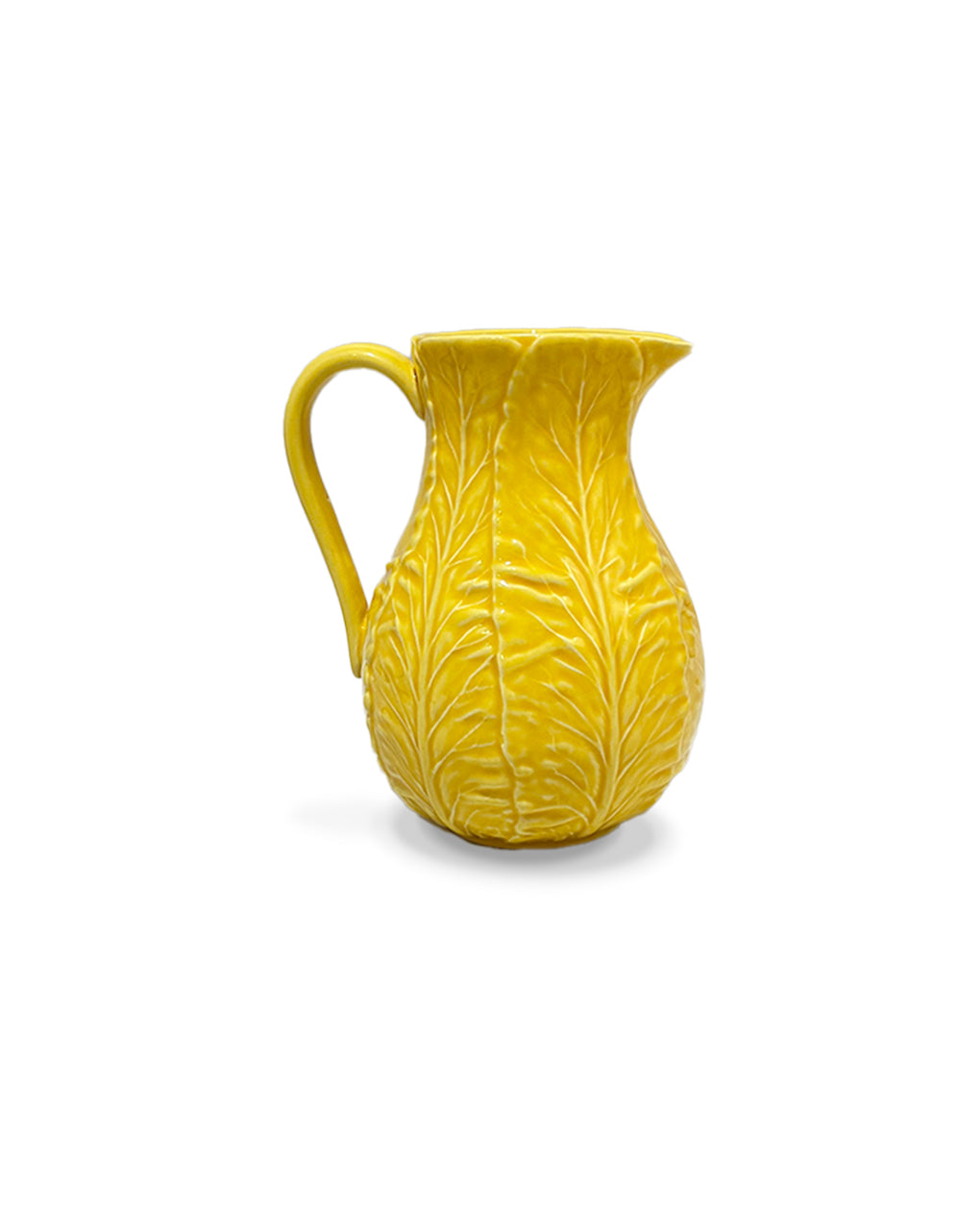 Jarrita de cerámica color amarillo con forma de hojas de repollo, marca Zash