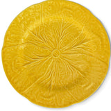 Plato base de cerámica amarillo con forma de hoja de repollo, marca Zash