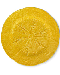 Plato base de cerámica amarillo con forma de hoja de repollo, marca Zash