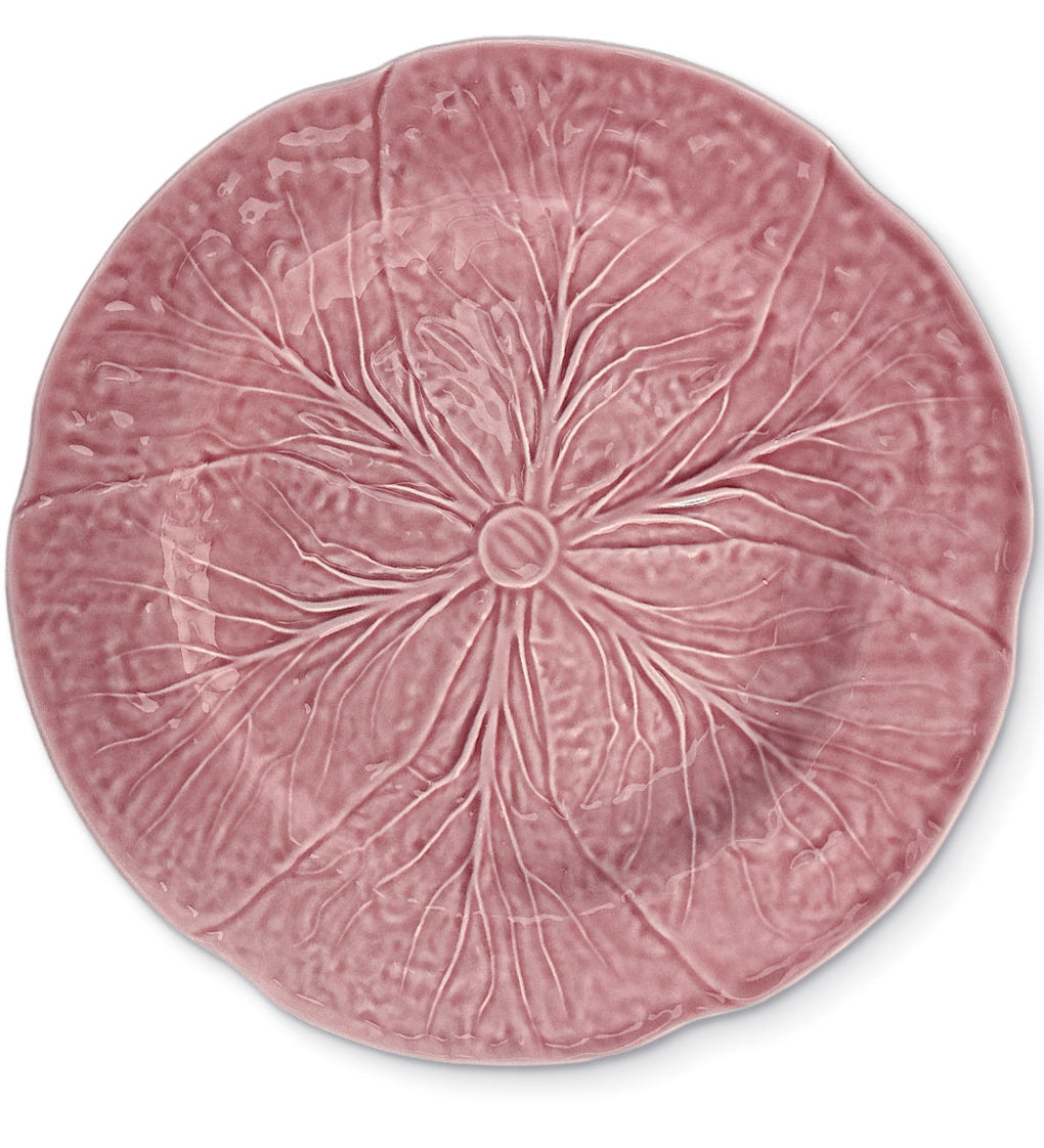 Plato base de cerámica en forma de repollo color rosa, marca Zash