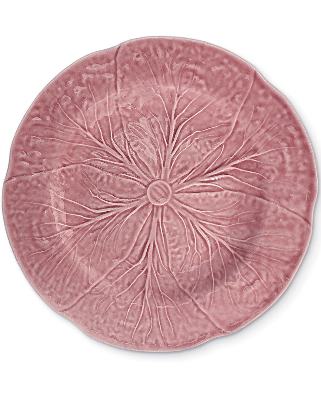 Plato base de cerámica en forma de repollo color rosa, marca Zash
