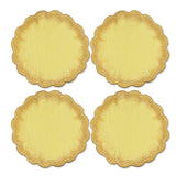 Coasters de lino amarillo con bordado de pelitos en las orillas, marca Zash