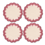 Coasters Vivi en lino rosa con bordado de pelitos en las orillas, marca Zash