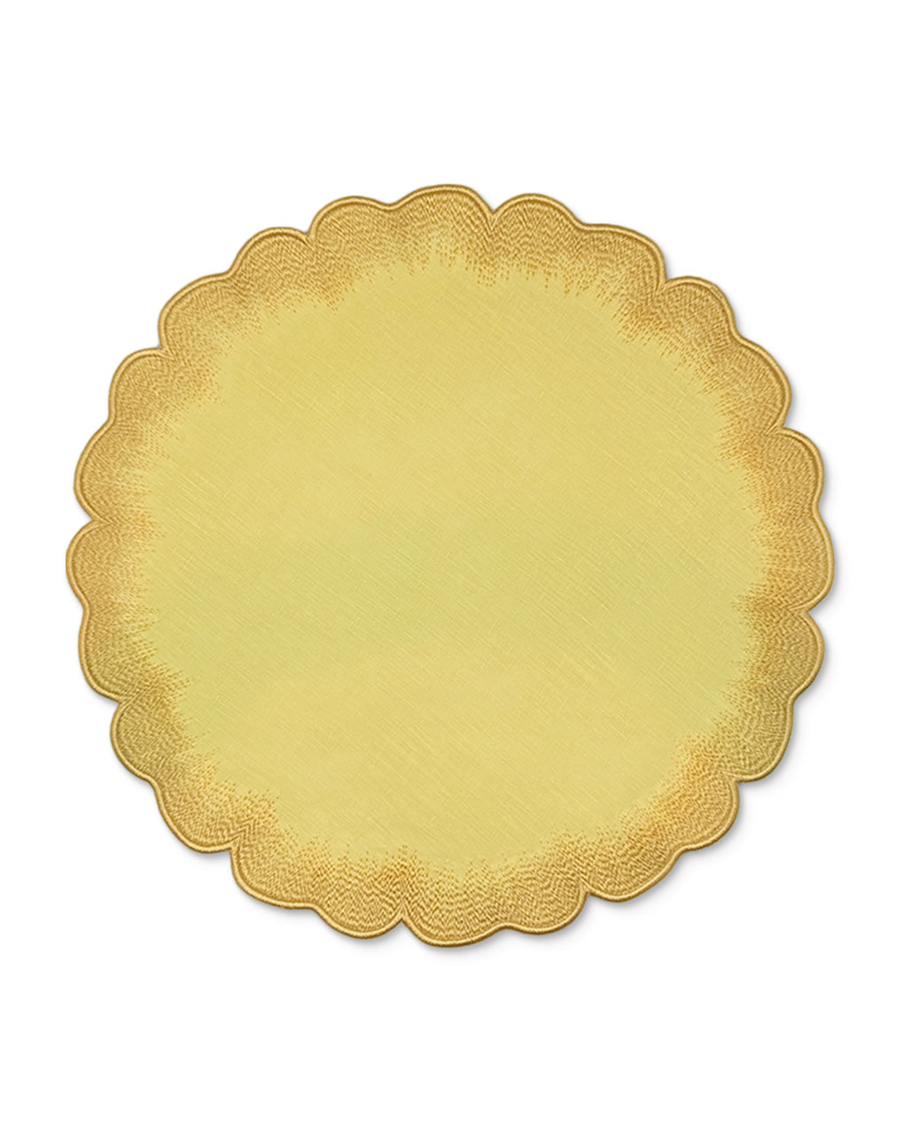 Mantel Individual Vivi en lino amarillo con orilla bordada con pelitos, marca Zash