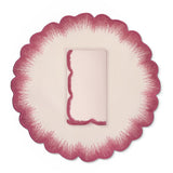 Set de mantelería con individuales y servilleta Vivi en lino rosa con orilla bordada con pelitos rosa oscuro, marca Zash