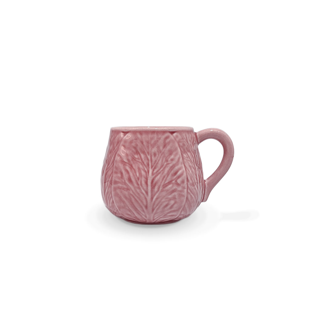 Taza mug para café o té en cerámica rosa con forma de hojas de repollo, marca Zash