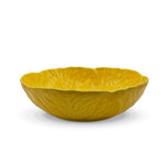 Ensaladera de cerámica color amarillo en forma de hoja de repollo, marca Zash