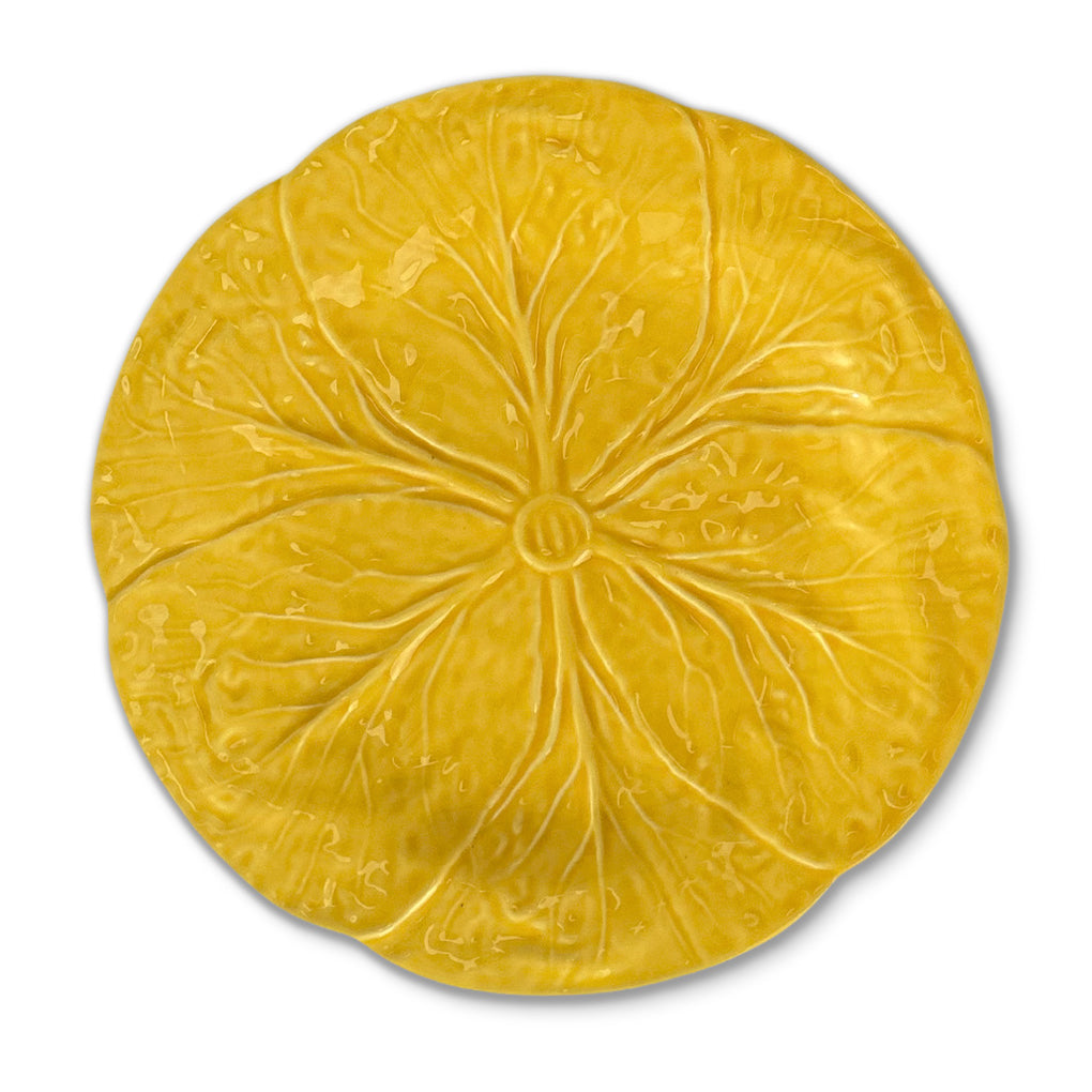 Plato trinche de cerámica amarilla en forma de hoja de repollo, marca Zash