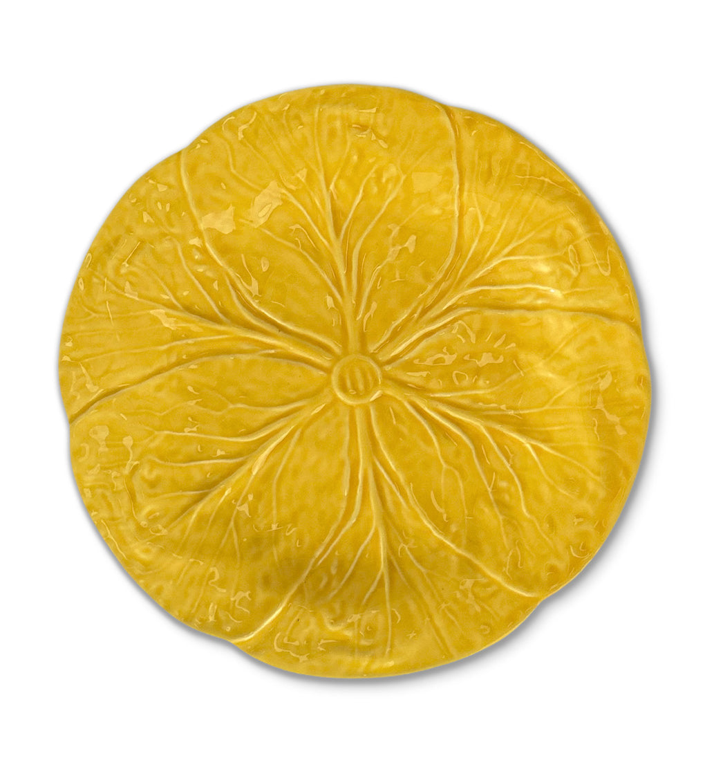Plato trinche de cerámica amarilla en forma de hoja de repollo, marca Zash