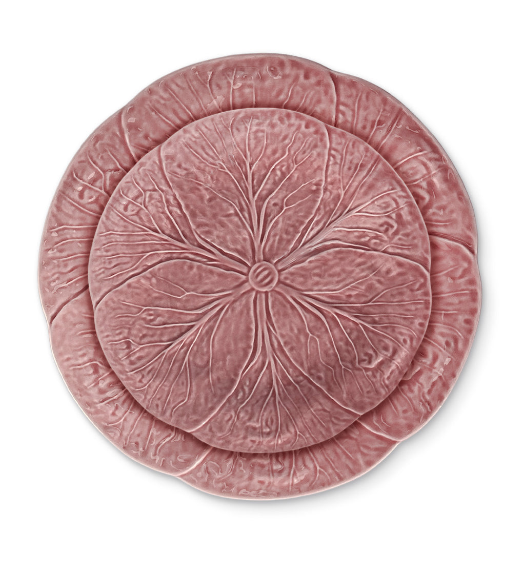 Set de plato trinche con plato de ensalada de cerámica rosa en forma de repollo, marca Zash