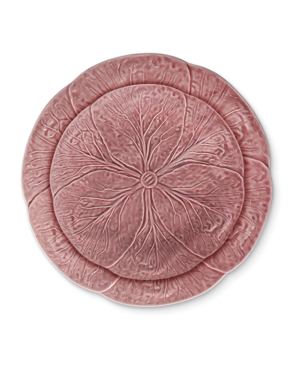 Set de plato trinche con plato de ensalada de cerámica rosa en forma de repollo, marca Zash