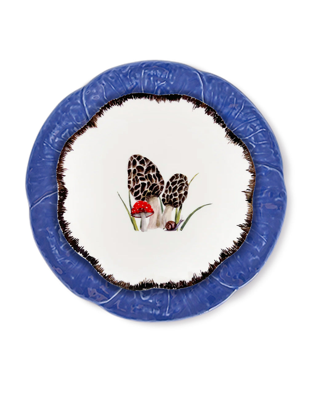 Set de vajillas con plato trinche de cerámica en forma de repollo color azul y platos de ensalada de porcelana con Morillas, marca Zash