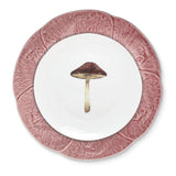 Vajilla con Platos Trinche de Repollo Rosa Flamingo y Platos para Ensalada con Hongo. Set para 4 personas