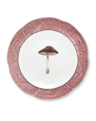 Vajilla con Platos Trinche de Repollo Rosa Flamingo y Platos para Ensalada con Hongo. Set para 4 personas