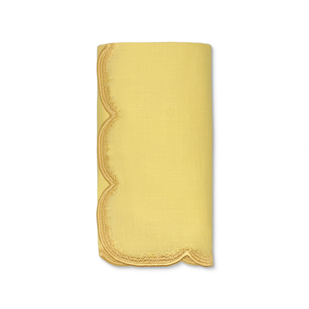 Servilleta Vivi de lino amarilla con orilla bordada, marca Zash