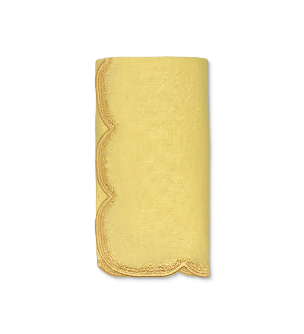Servilleta Vivi de lino amarilla con orilla bordada, marca Zash