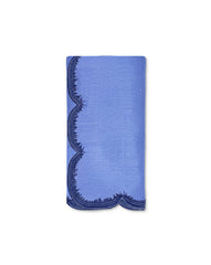 Servilletas Vivi en Lino Azul con Bordado de Pelitos. Set de 4