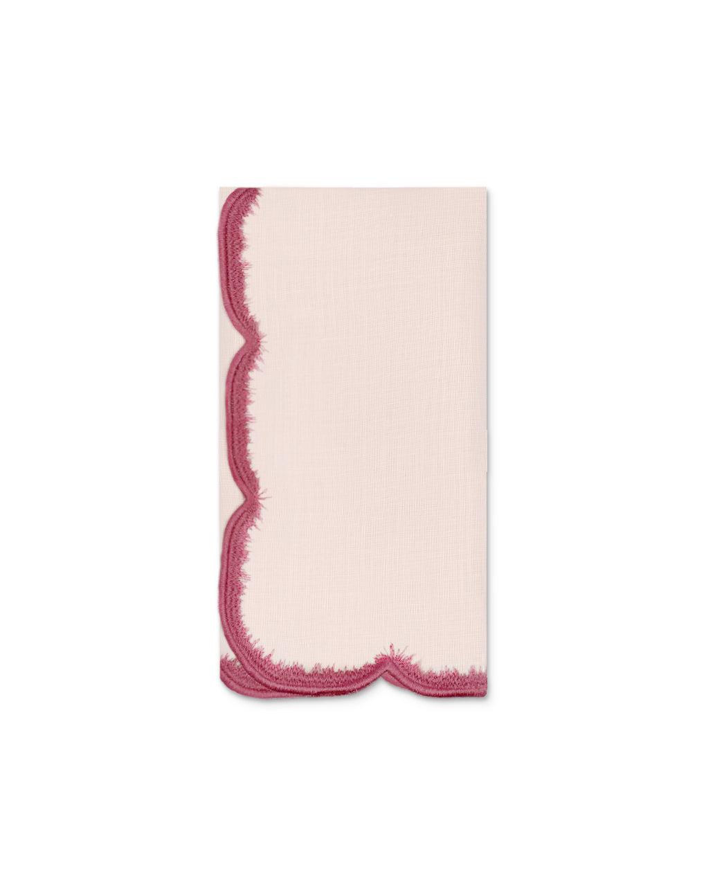 Servilletas Vivi en lino palo de rosa con orilla bordada con pelitos en rosa oscuro, marca Zash
