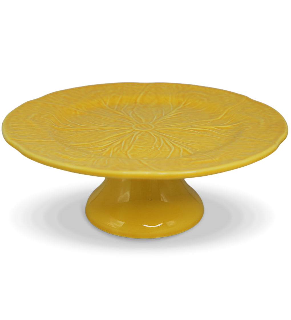 Base de pastel en cerámica amarilla en forma de hoja de repollo, marca Zash