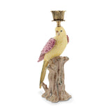 Candelabro de Porcelana con Periquito Sobre un Tronco