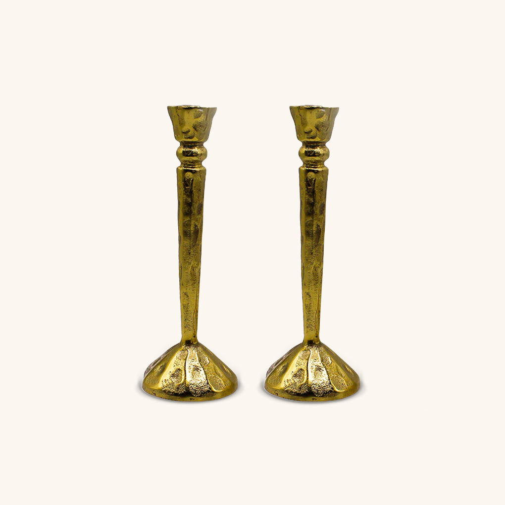 Candelabro Martelinado Vintage en Dorado