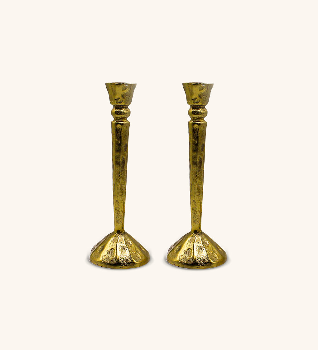 Candelabro Martelinado Vintage en Dorado