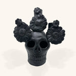 Candelabro Artesanal en Forma de Catrina Color Negro de Barro