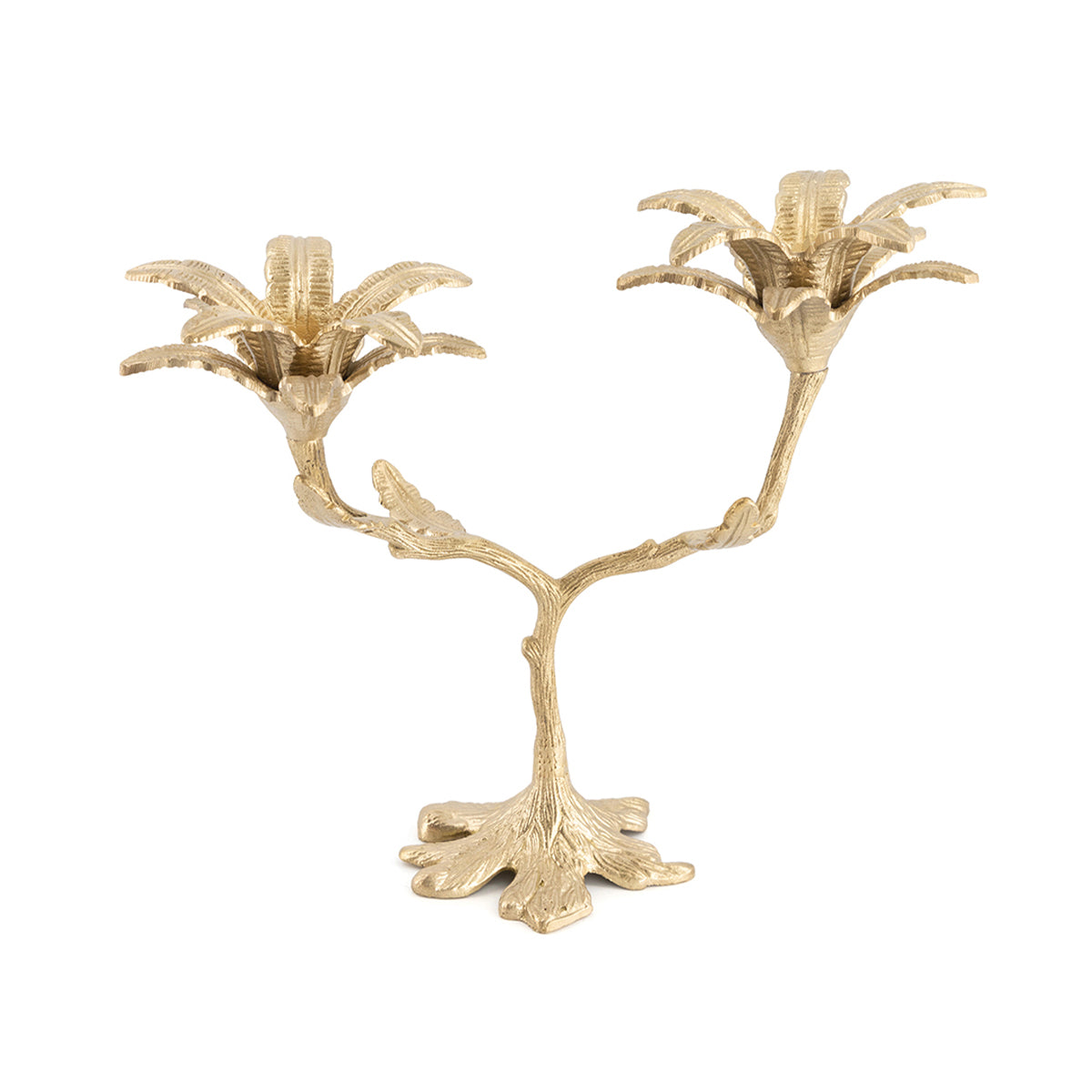 Candelabro de bronce en forma de palmeras, marca Zash