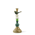 Candelabro Italiano de Pájaro verde de Latón, Vidrio y Cerámica Green Vibes