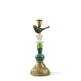Candelabro Italiano de Pájaro verde de Latón, Vidrio y Cerámica Green Vibes