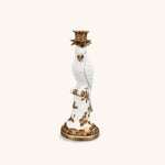 Candelabros de Perico en Color Blanco con Dorado elaborados en Resina. Set de 2 piezas
