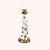 Candelabros de Perico en Color Blanco con Dorado elaborados en Resina. Set de 2 piezas