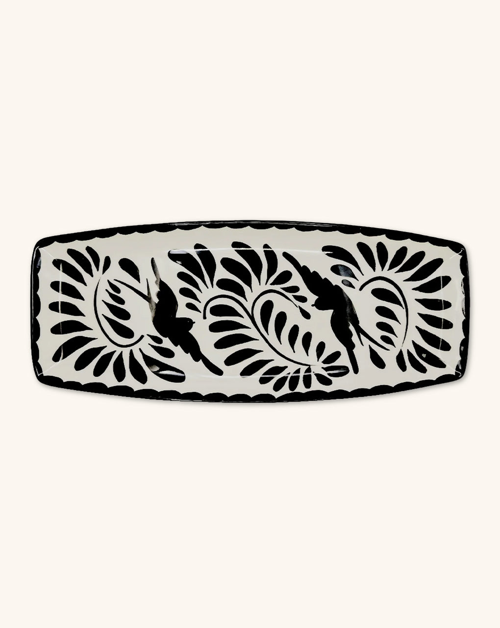Charola Puebla 36 cm x 14 cm en Blanco y Negro.