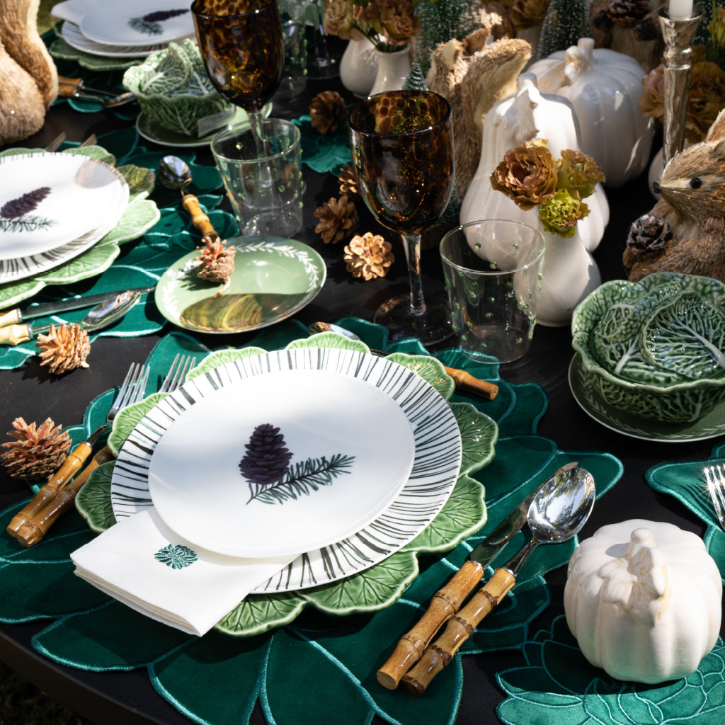 Plato Base de Geranio Bordallo Pinheiro en Verde, Set de 4.