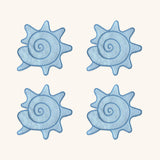 Coasters Arrecife con Bordado de Caracol Marino en Algodón Azul Set de 4